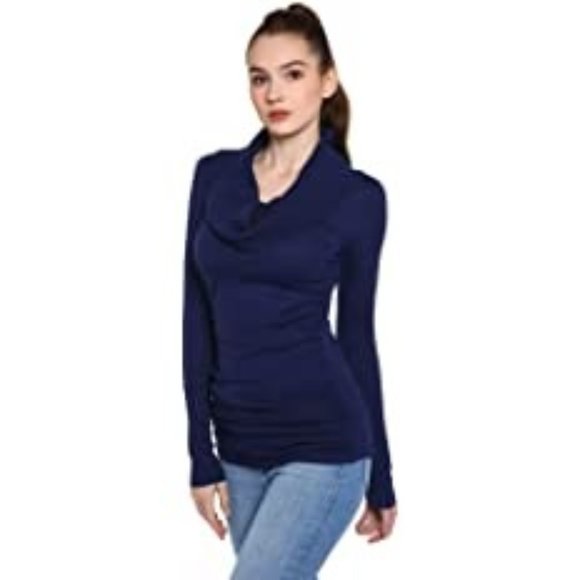 NEW Amelie Boutik Cowl Neck Navy Blue Sweater size MEDIUM - Picture 1 of 4